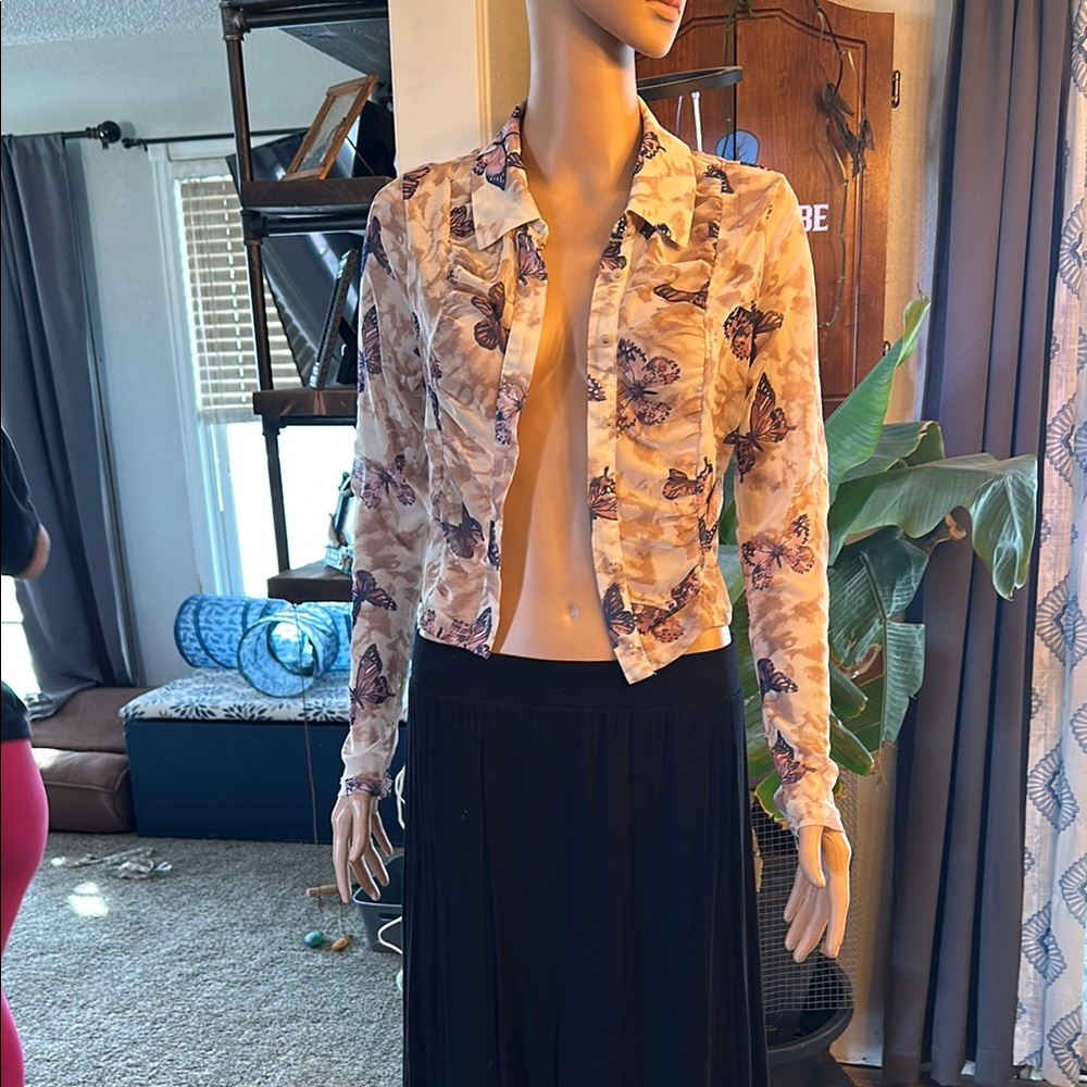 Floral Sheer Long Sleeve Blouse